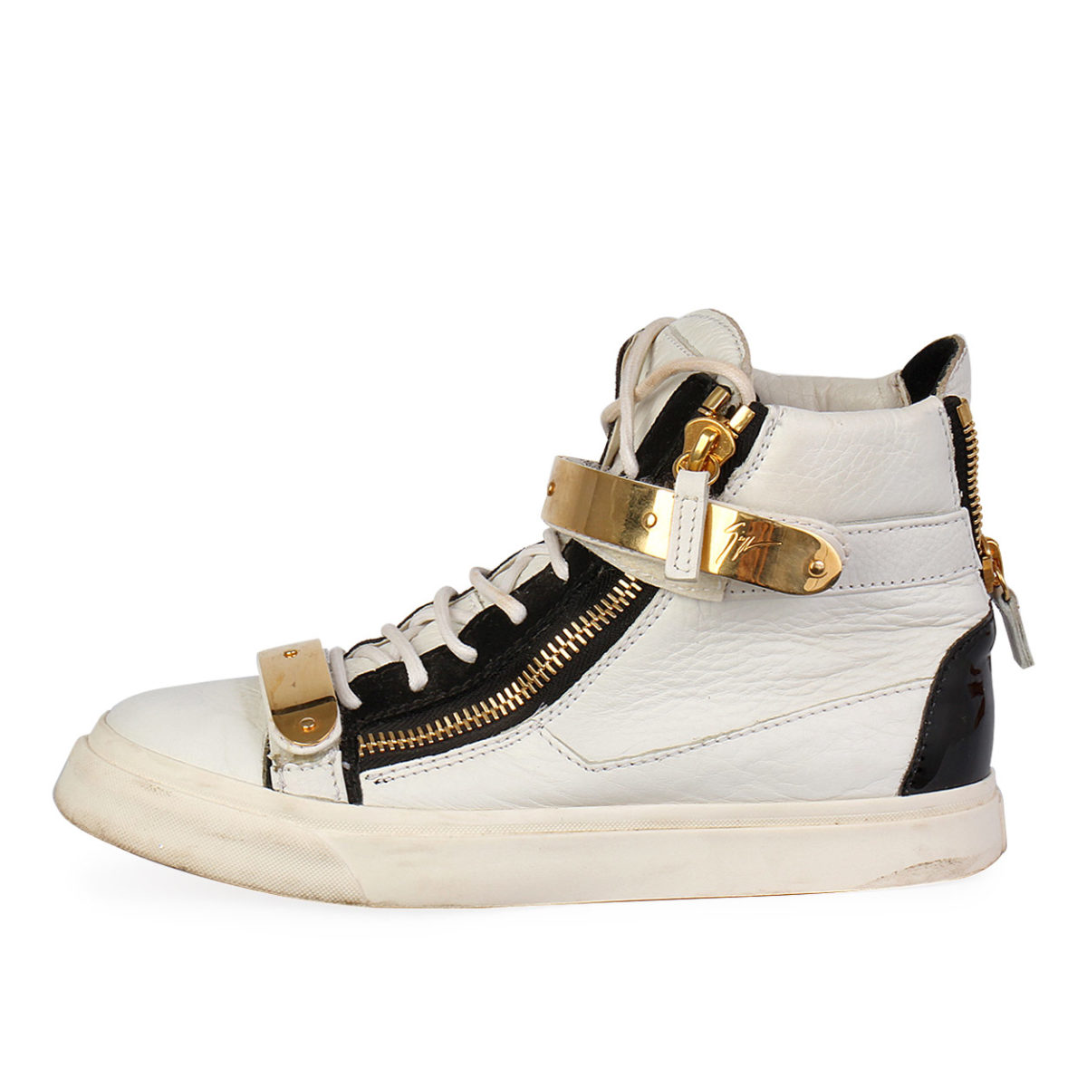GIUSEPPE ZANOTTI Leather Double Zip Sneakers White - S: 37.5 (4.5) | Luxity