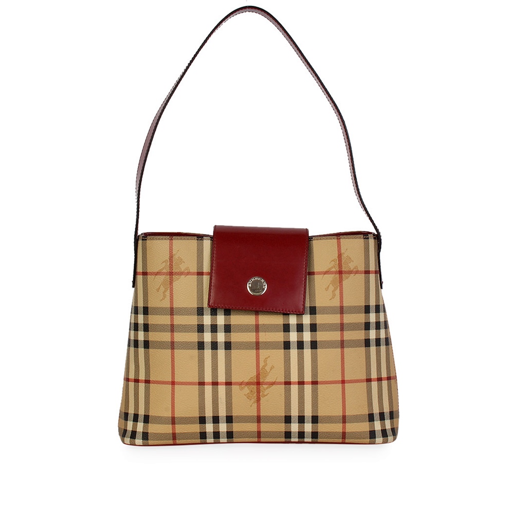 BURBERRY Haymarket Nova Check Shoulder Bag Red | Luxity