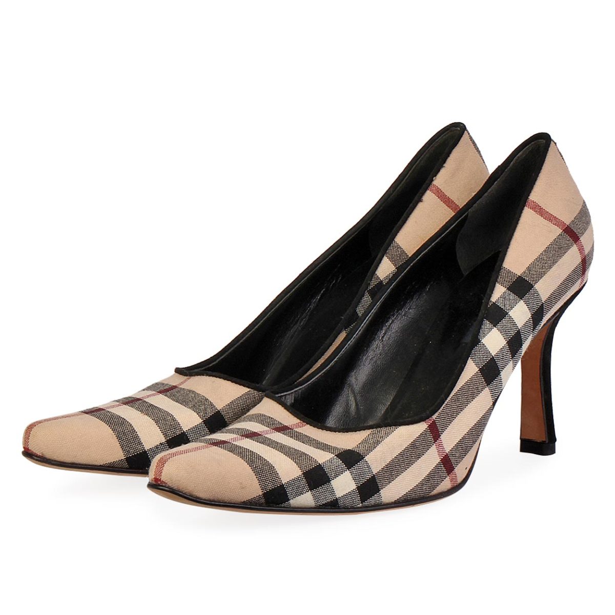 BURBERRY Tartan Fabric Check Pumps Beige - S: 39.5 (6.5) | Luxity