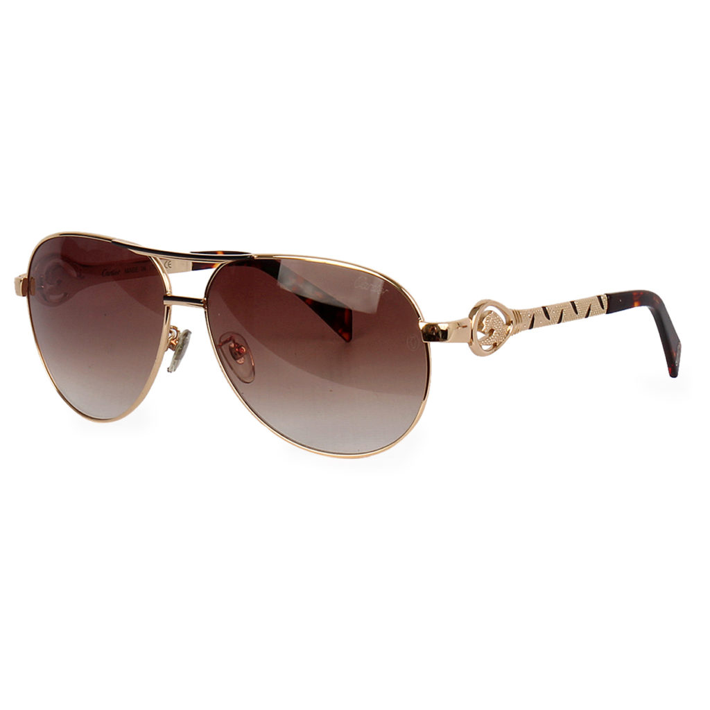 CARTIER Aviator Sunglasses CA679 C01 Gold | Luxity