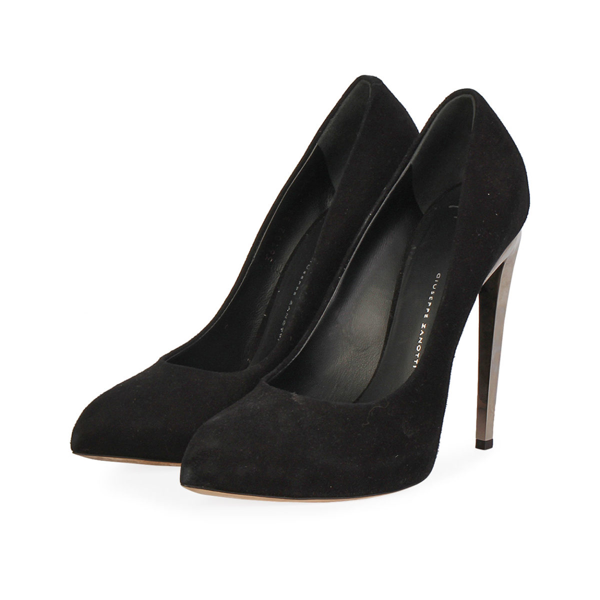 giuseppe zanotti black suede heels