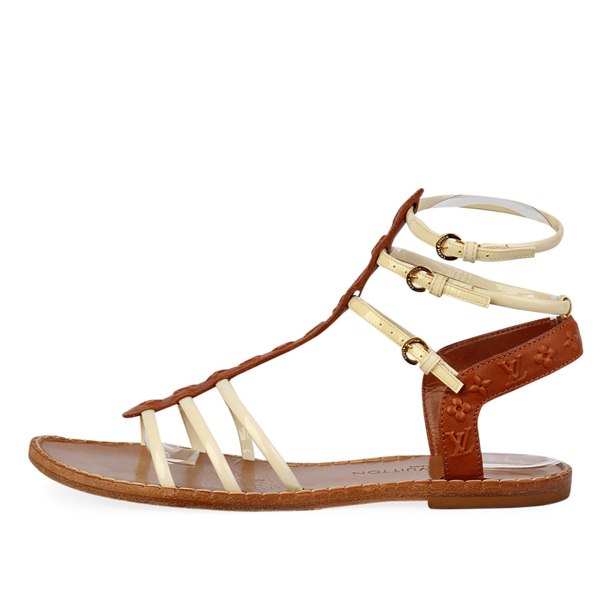 LOUIS VUITTON Key West Sandals Tan/Cream - S: 38 (5) | Luxity