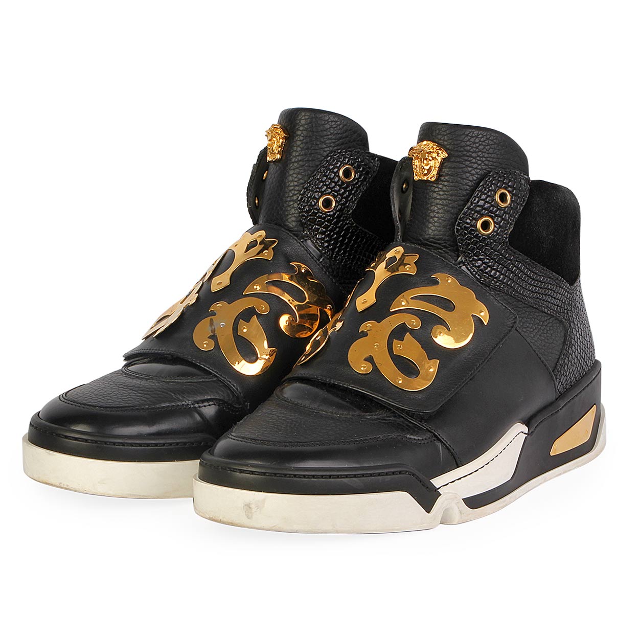 VERSACE Medusa High-Top Sneakers Black - S: 41 (7.5) | Luxity