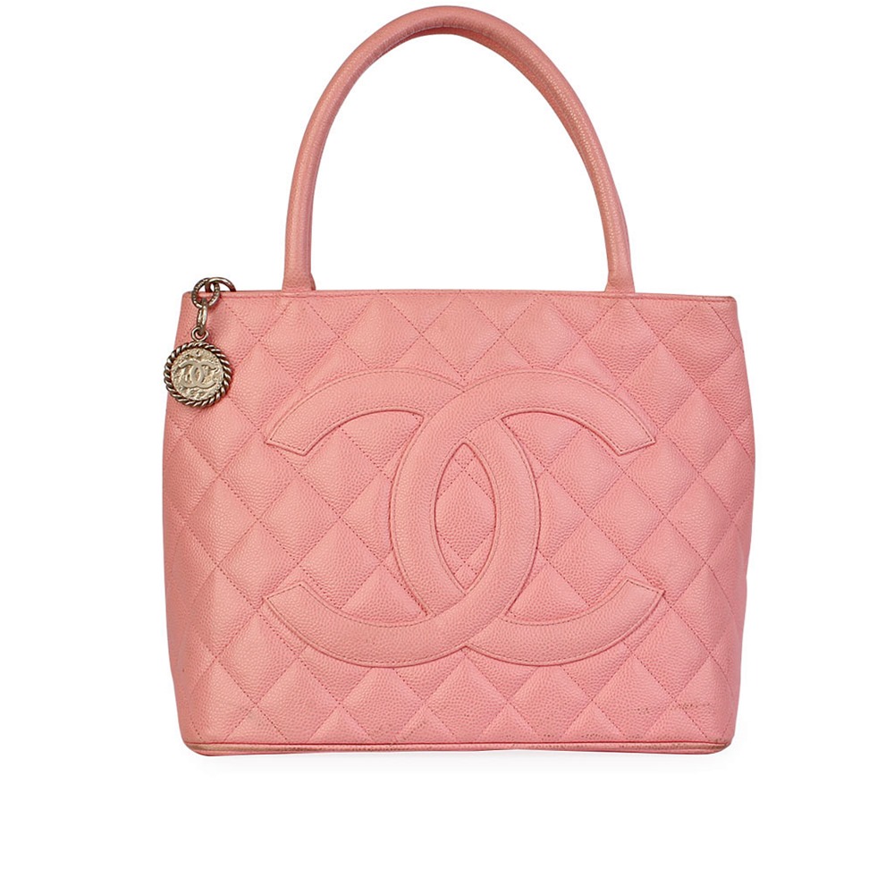 CHANEL Quilted Caviar Leather Medallion Tote Pink | Luxity