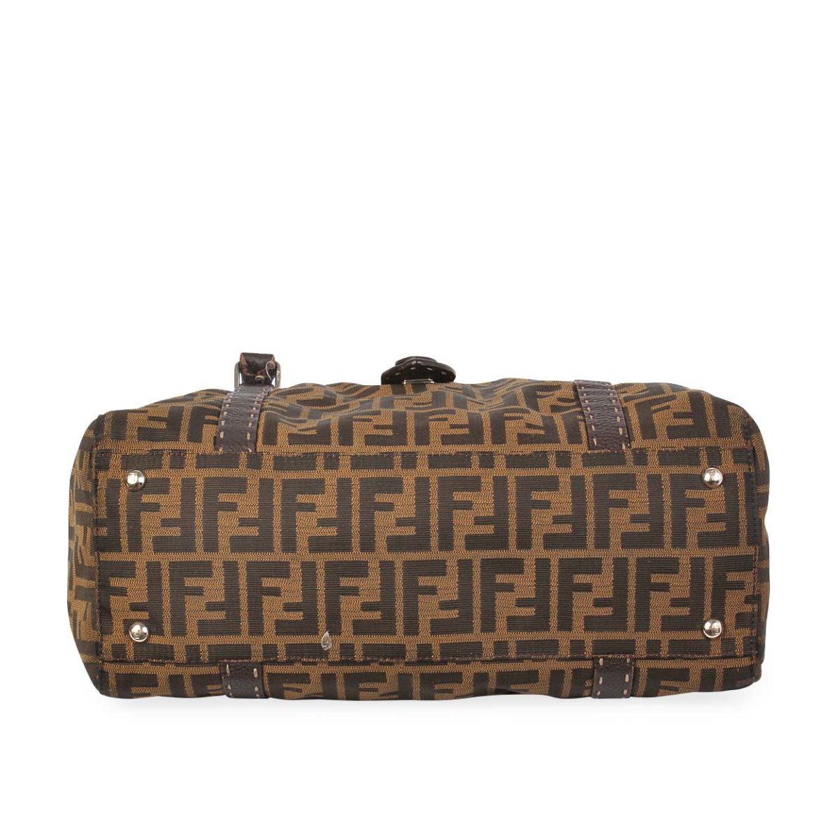FENDI Vintage Zucca and Leather Shoulder Bag Brown | Luxity