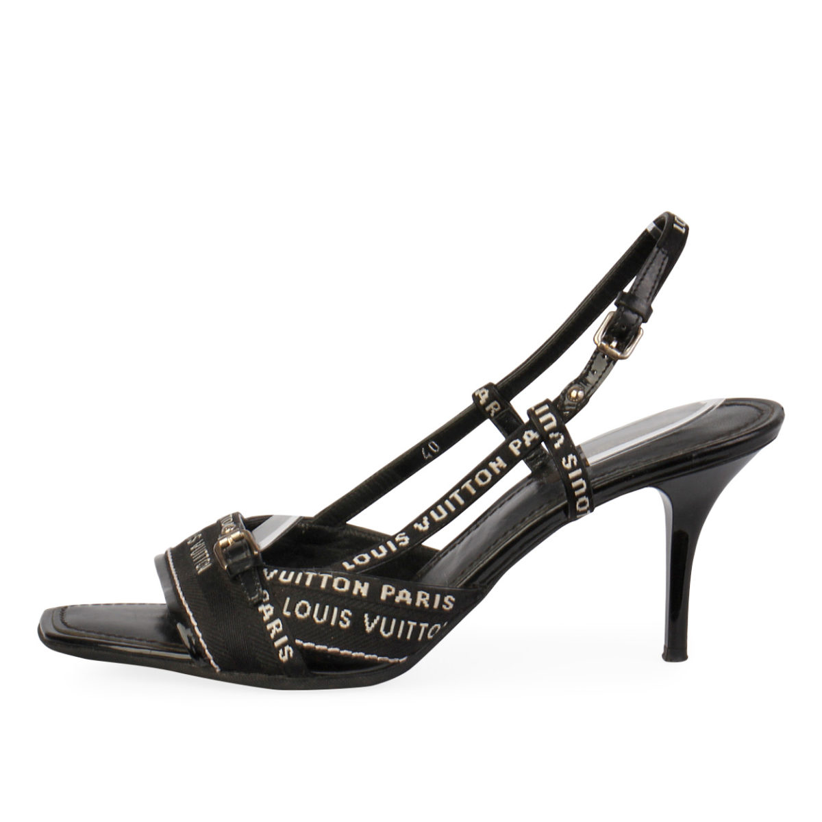 LOUIS VUITTON Web Logo Sling Back Sandals Black - S: 40 (6.5) | Luxity