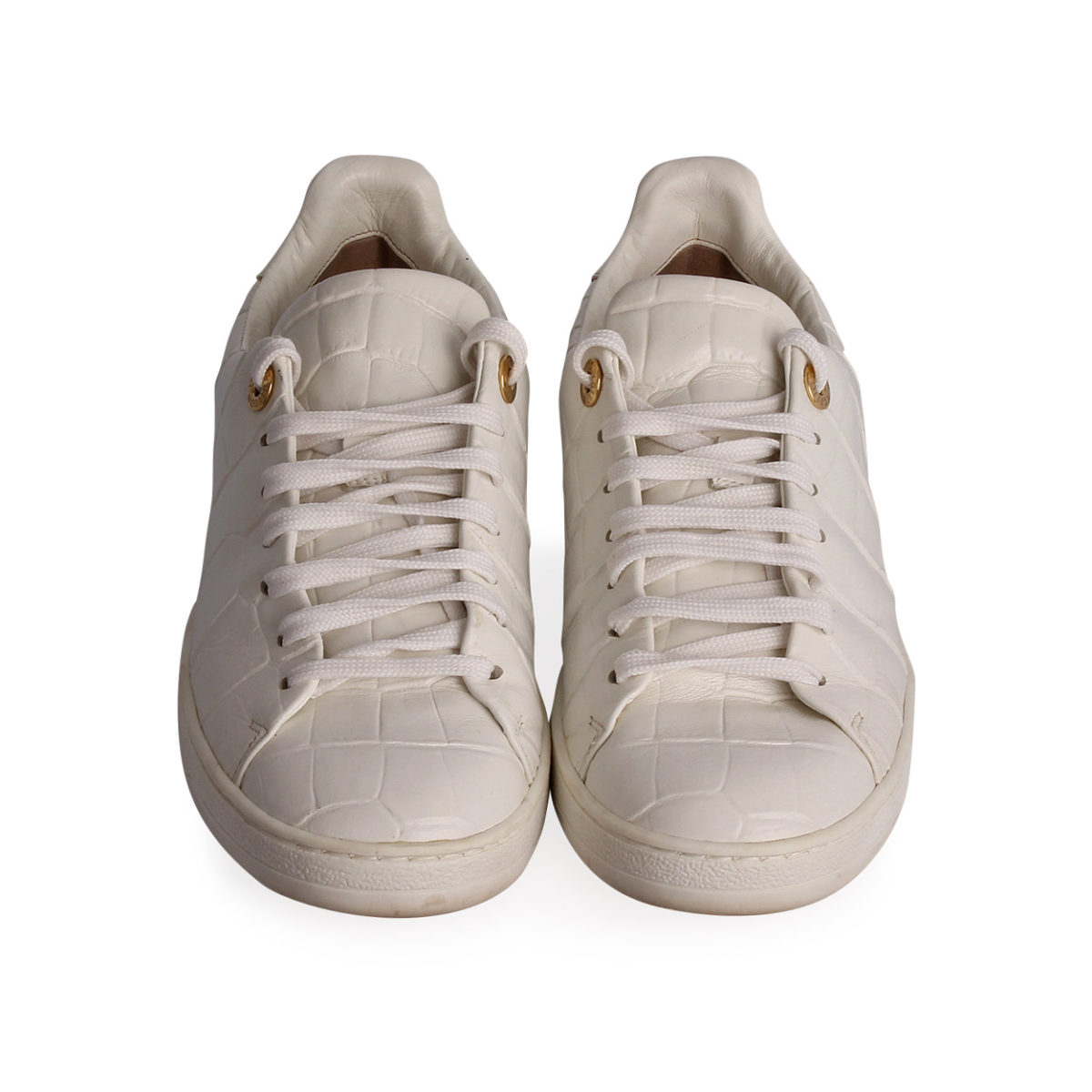LOUIS VUITTON Croc Embossed Frontrow Sneakers White - S: 36 (3) | Luxity