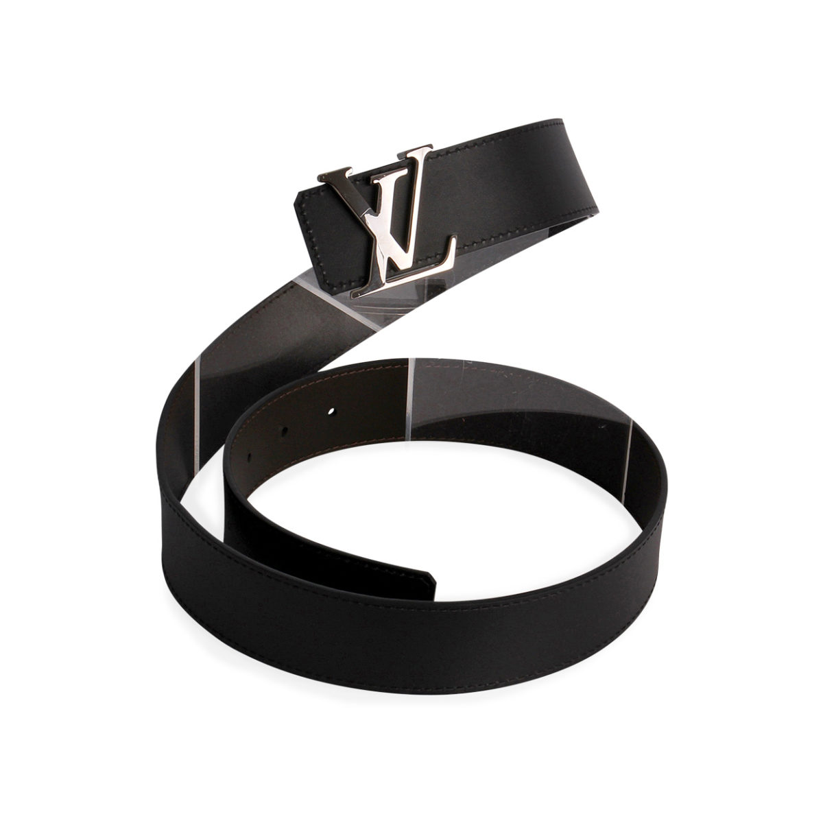 LOUIS VUITTON Leather Reversible Initials Belt Black/Brown - S: 95 (38) | Luxity