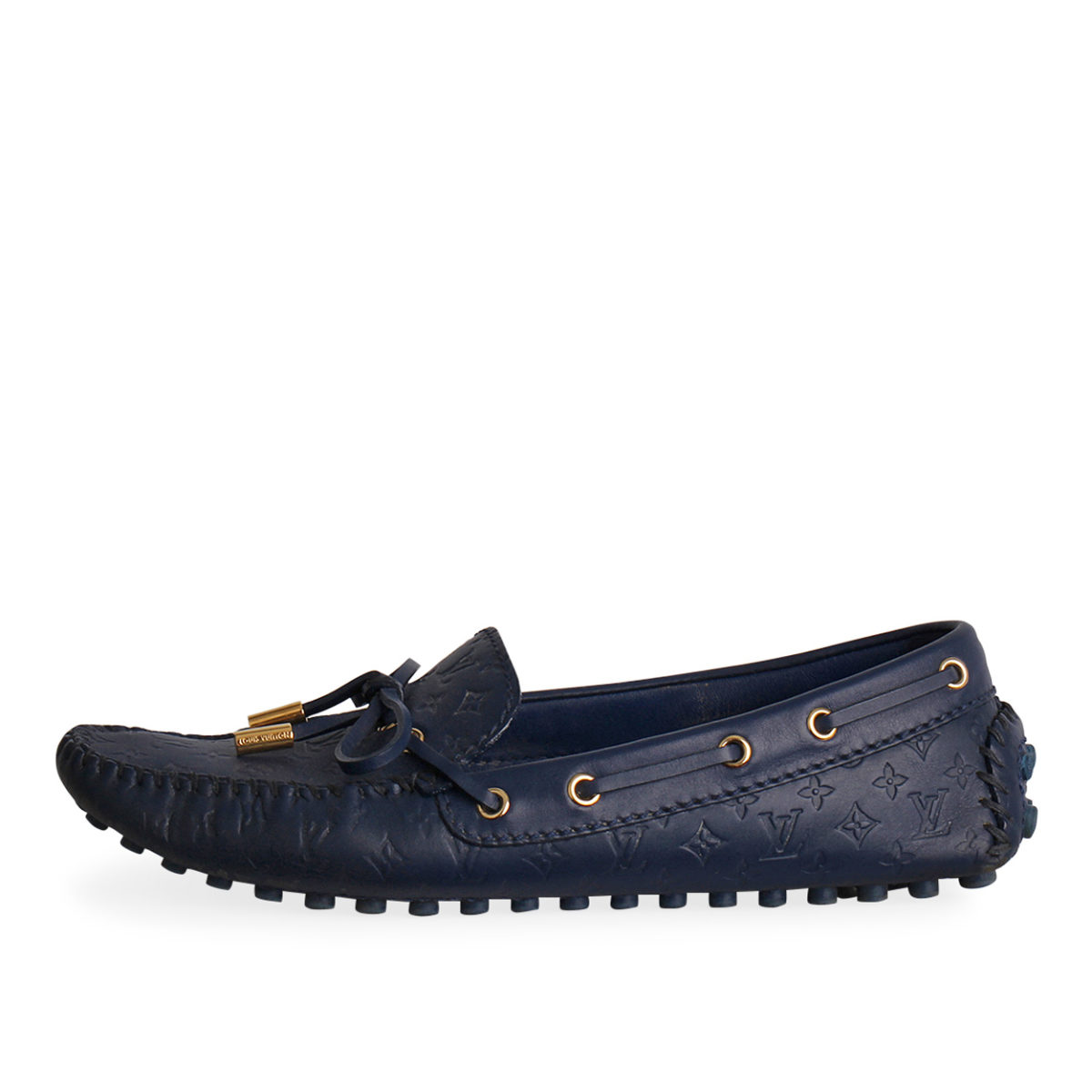 LOUIS VUITTON Monogram Embossed Gloria Loafers Blue - S: 37 (4) | Luxity