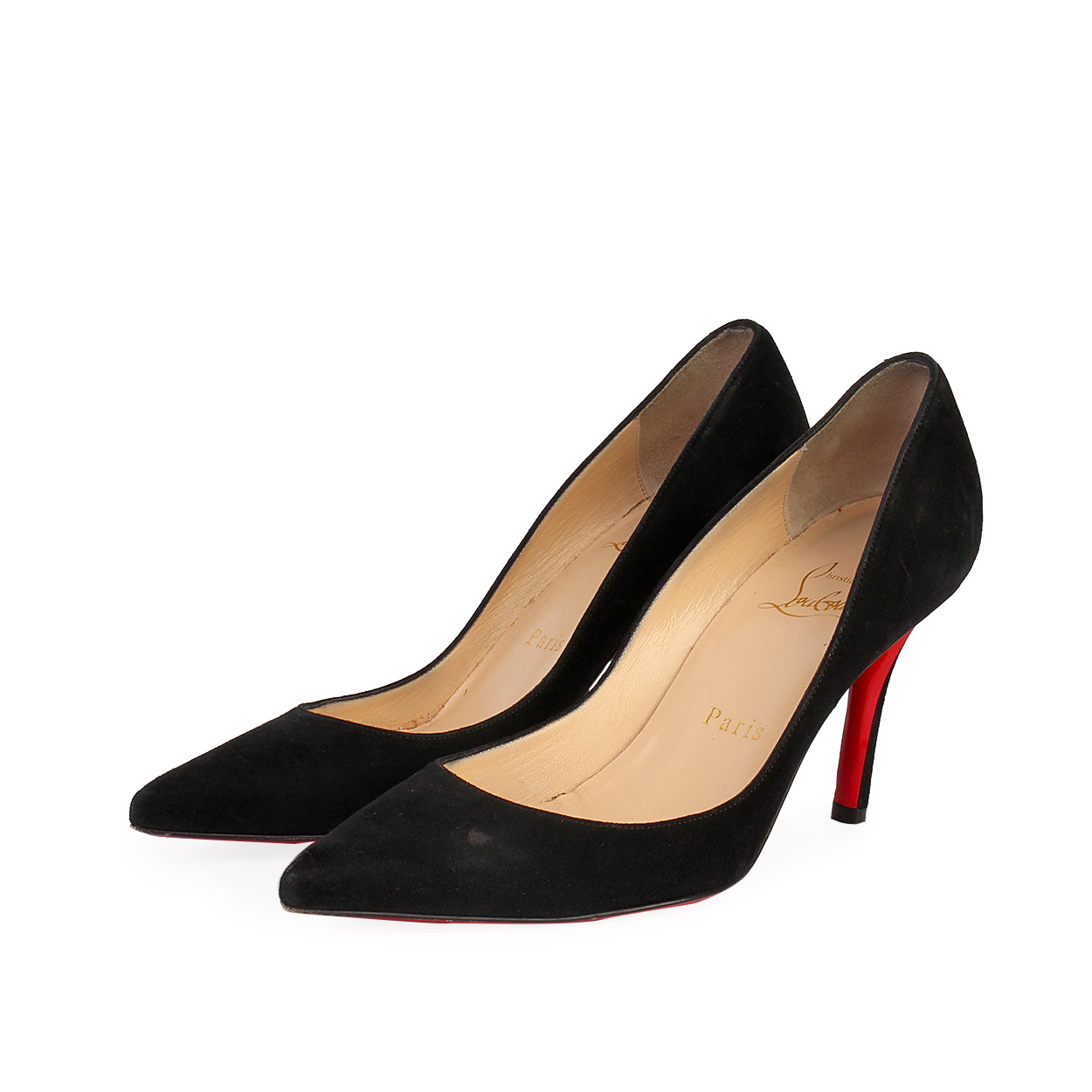 CHRISTIAN LOUBOUTIN Suede Classic Pumps Black - S: 35 (2.5) | Luxity