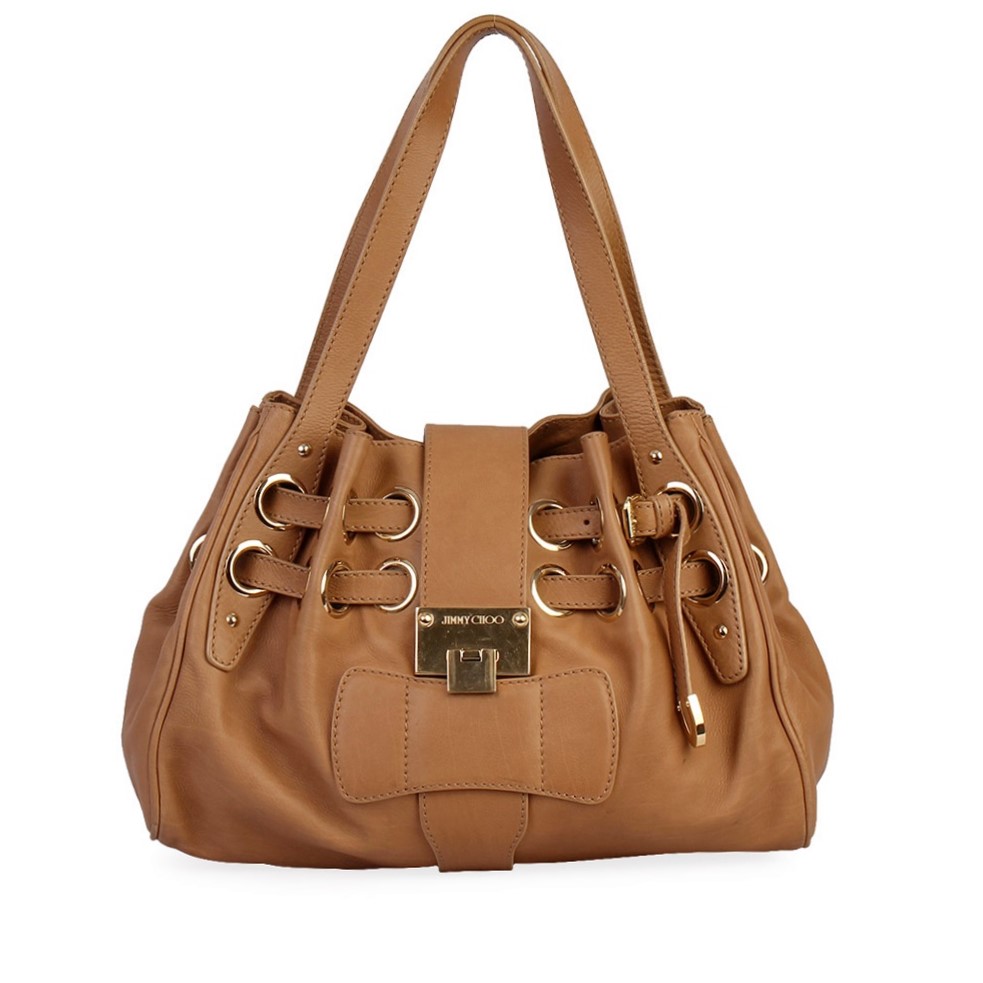 JIMMY CHOO Leather Ramona Tan | Luxity