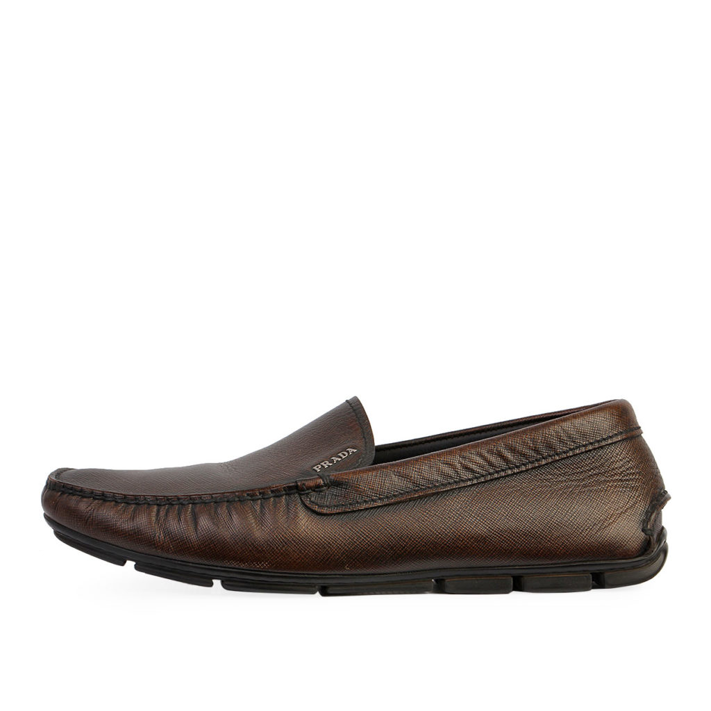 PRADA Leather Men's Moccasins Driving Loafers Brown - S: 42 (8) | Luxity