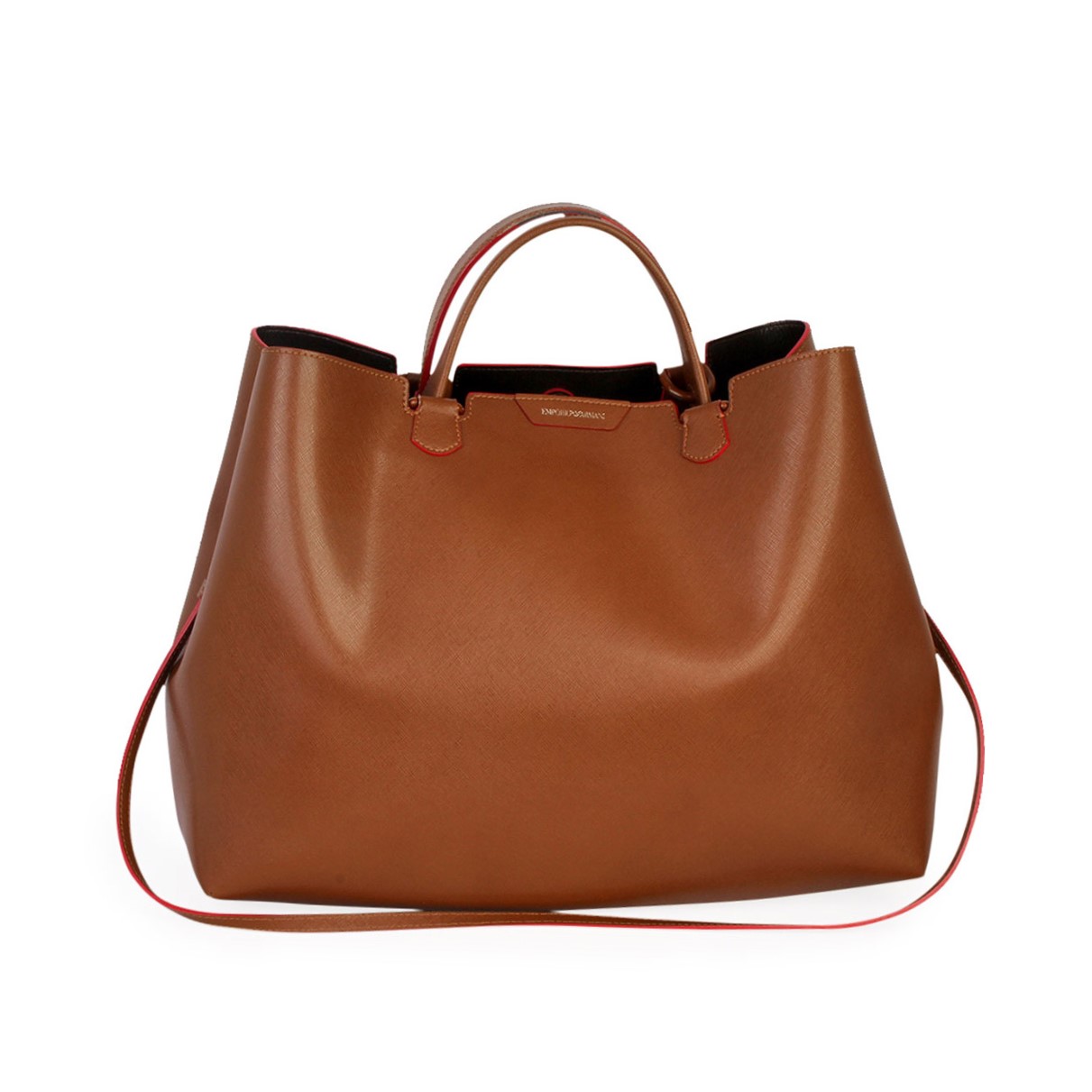 EMPORIO ARMANI Leather Beverly Large Tote Brown | Luxity