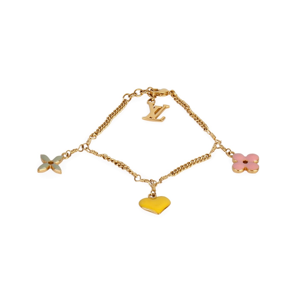 Louis Vuitton Sweet Monogram Bracelet Gold Tone Luxity