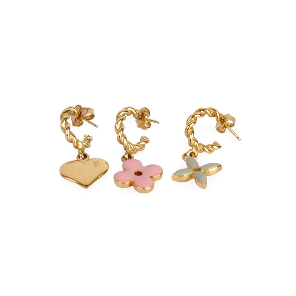 LOUIS VUITTON Sweet Monogram Earrings Gold Tone | Luxity