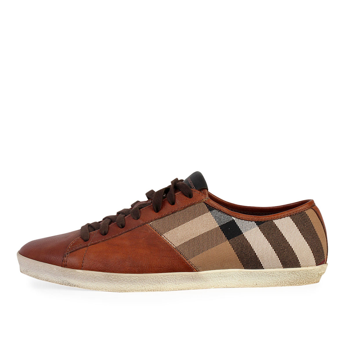 BURBERRY Leather Check Sneakers Brown - S: 44 (10) | Luxity