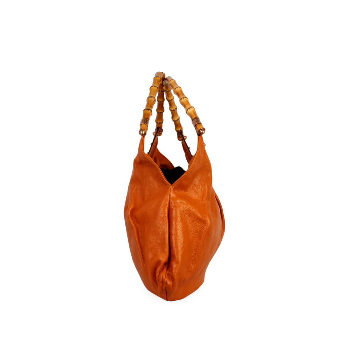 GUCCI Leather Studded Bamboo Handle Hobo Orange | Luxity