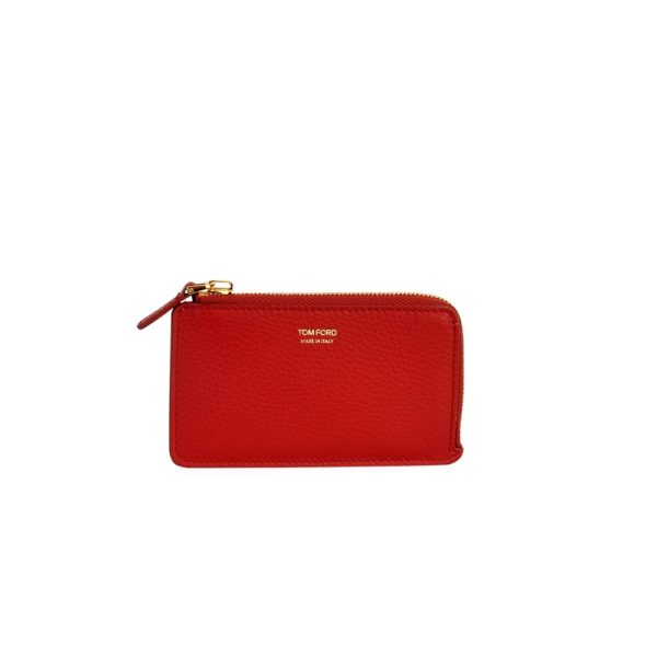 TOM FORD Leather Zip-Around Card Case Red | Luxity