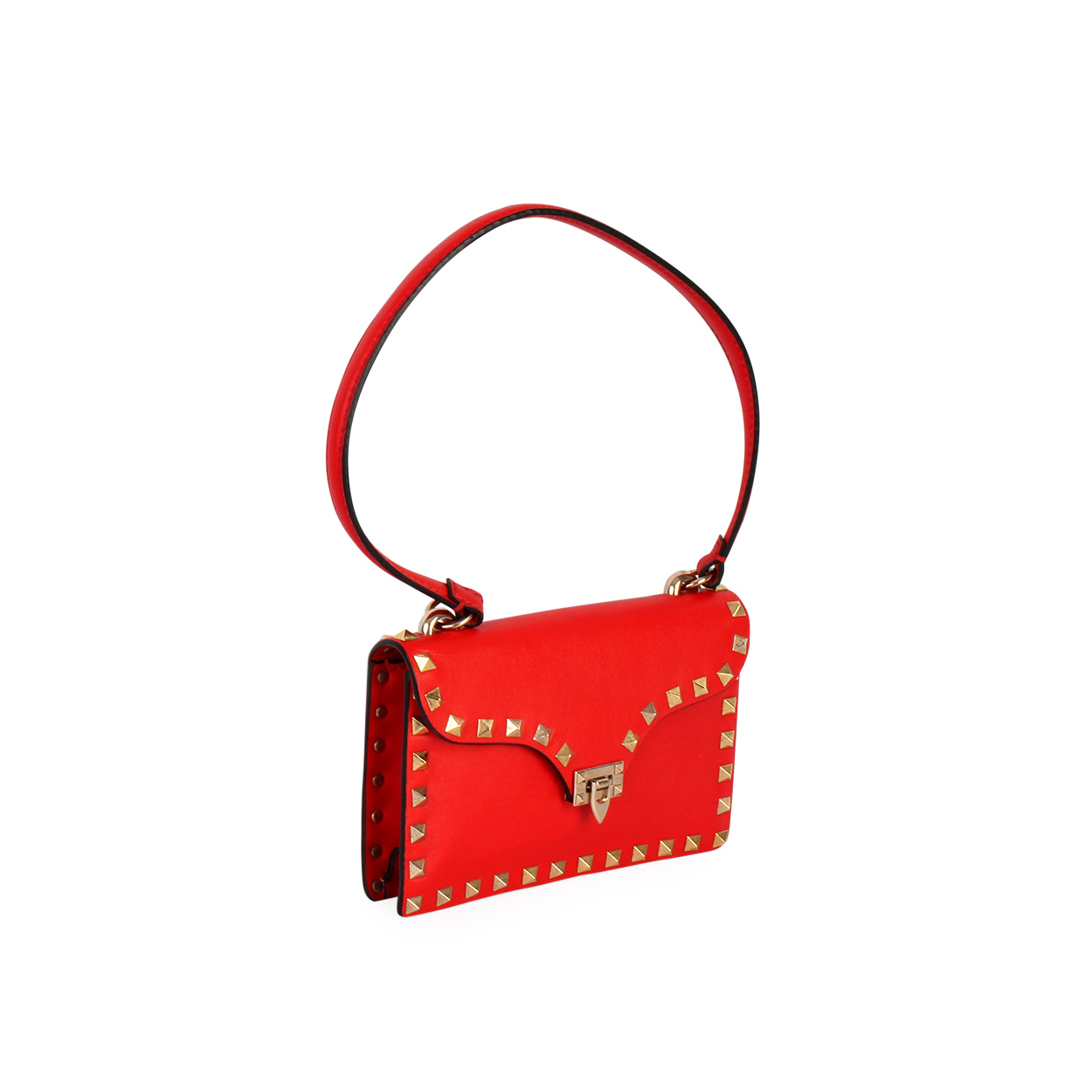 VALENTINO Leather Studded Pochette Red | Luxity