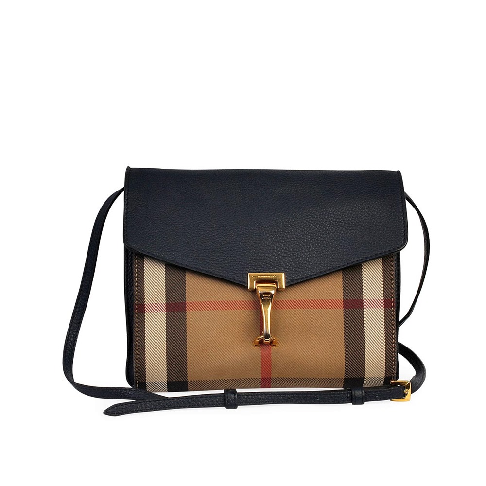 BURBERRY Vintage Check and Leather Crossbody Bag Navy | Luxity