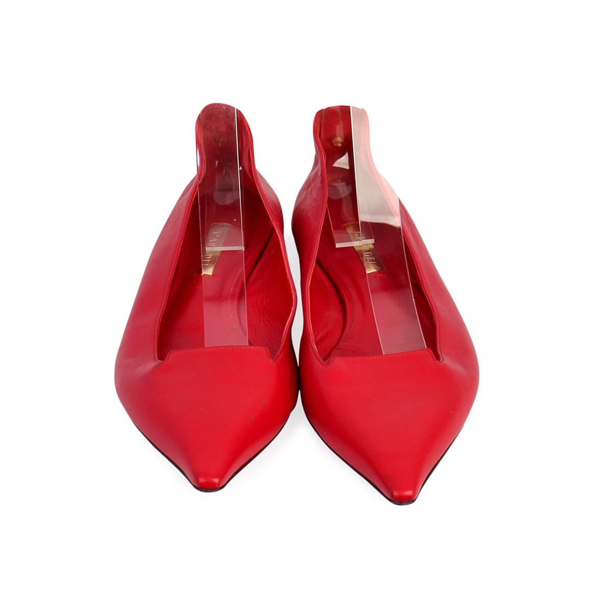 CASADEI Leather Flat Pointy Toe Pumps Red - S: 41 (7) | Luxity