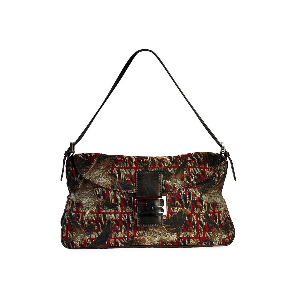 FENDI Bird Motif Shoulder Bag Red/Brown | Luxity