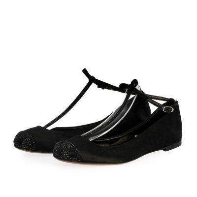 Product GIUSEPPE ZANOTTI Satin Crystal Embellished Ballet Flats Black - S: 36 (3.5)