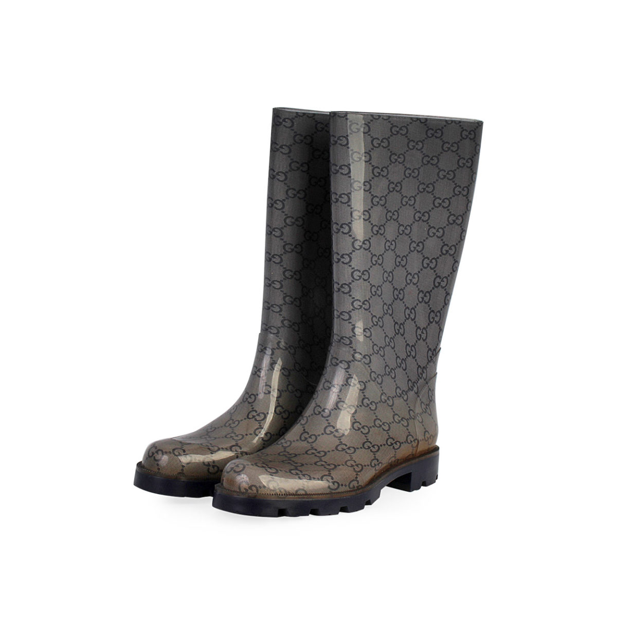 GUCCI GG Rubber Edinburg Rain Boots Navy - S: 36 (3.5) | Luxity