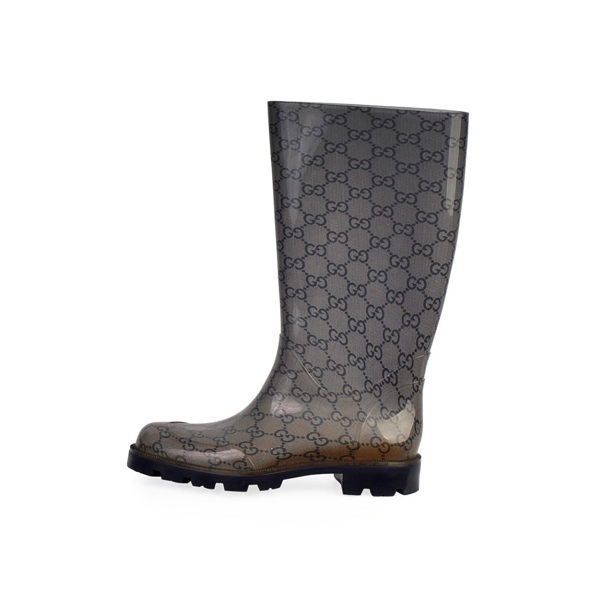 GUCCI GG Rubber Edinburg Rain Boots Navy - S: 36 (3.5) | Luxity