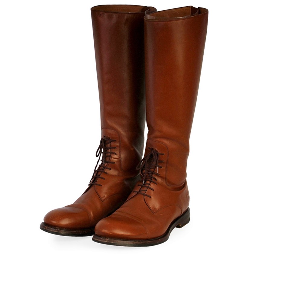 GUCCI Leather Lace Up Toe Cap Riding Boots Brown - S: 43 (9) | Luxity