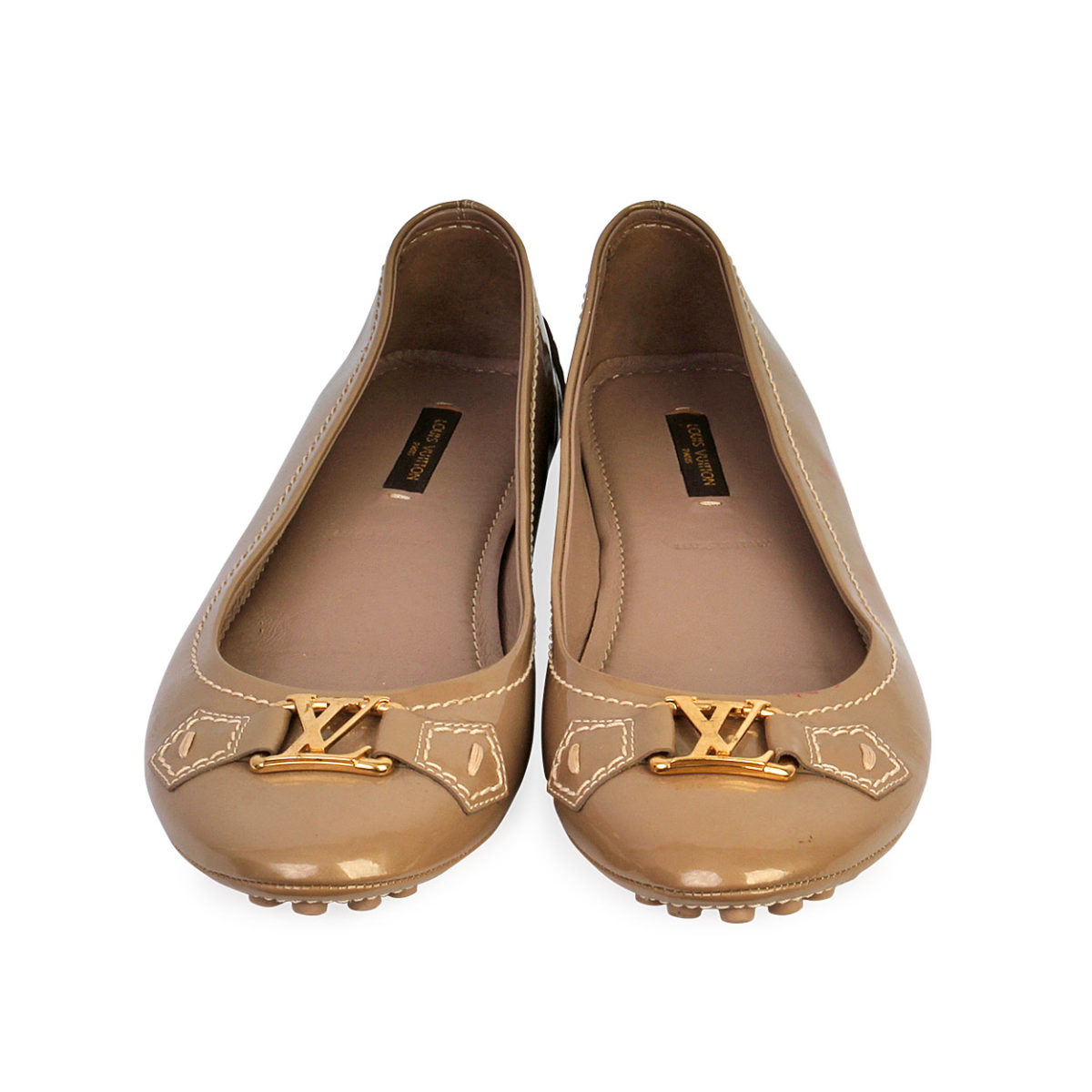 LOUIS VUITTON Patent Leather Oxford Ballet Flats Tan - S: 38.5 (5.5 ...