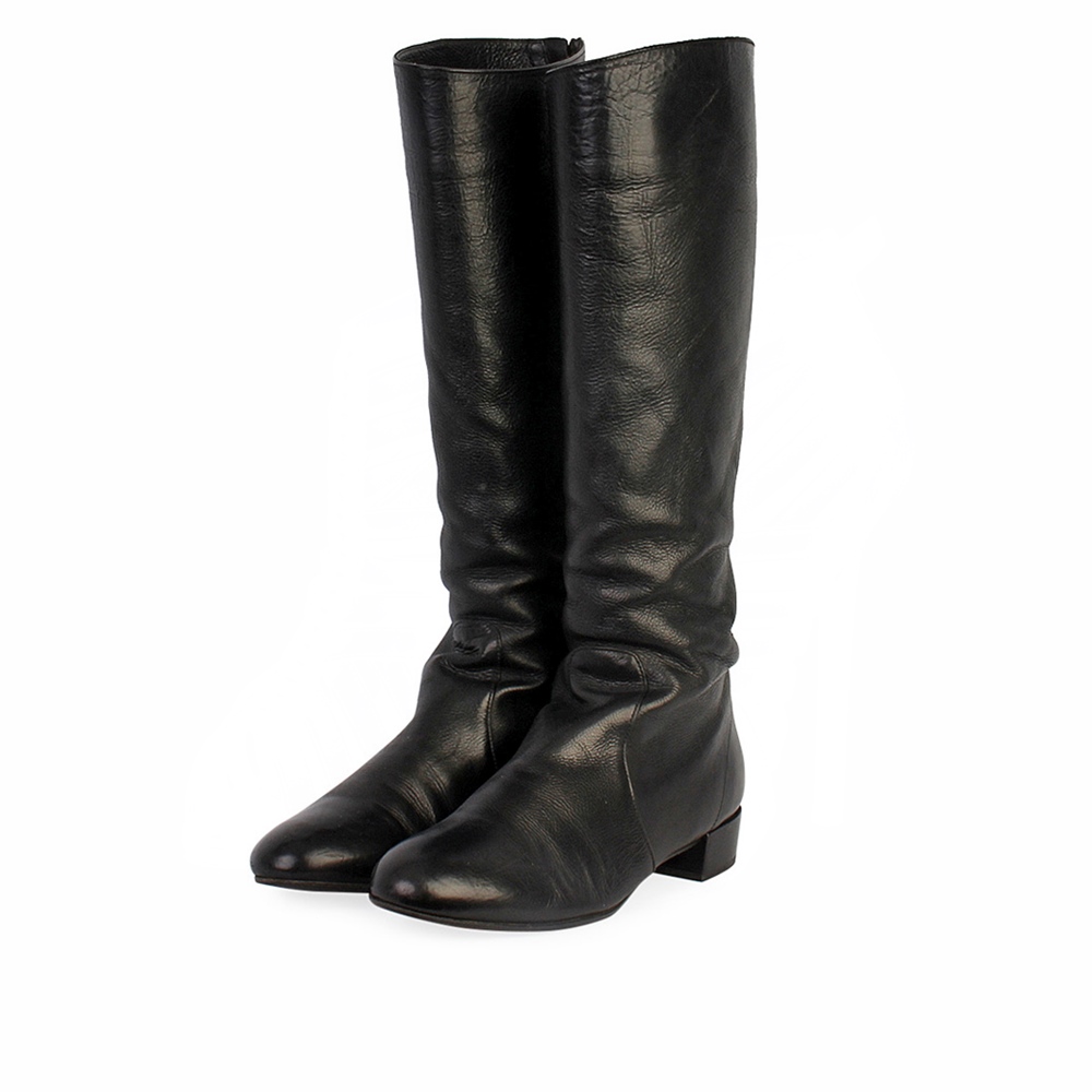 PRADA Leather Riding Boots Black - S: 38.5 (5.5) | Luxity