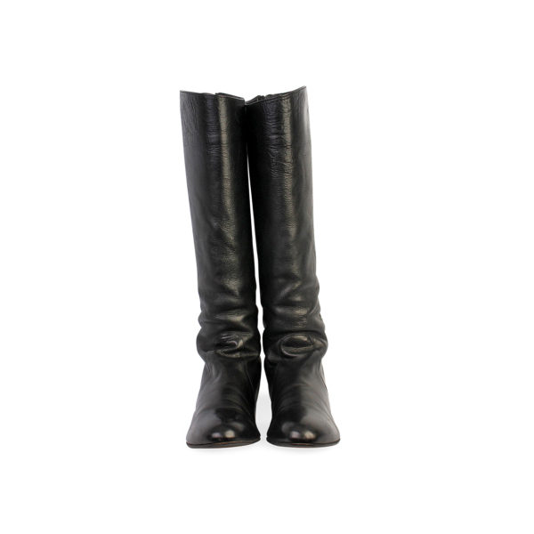 PRADA Leather Riding Boots Black - S: 38.5 (5.5) | Luxity