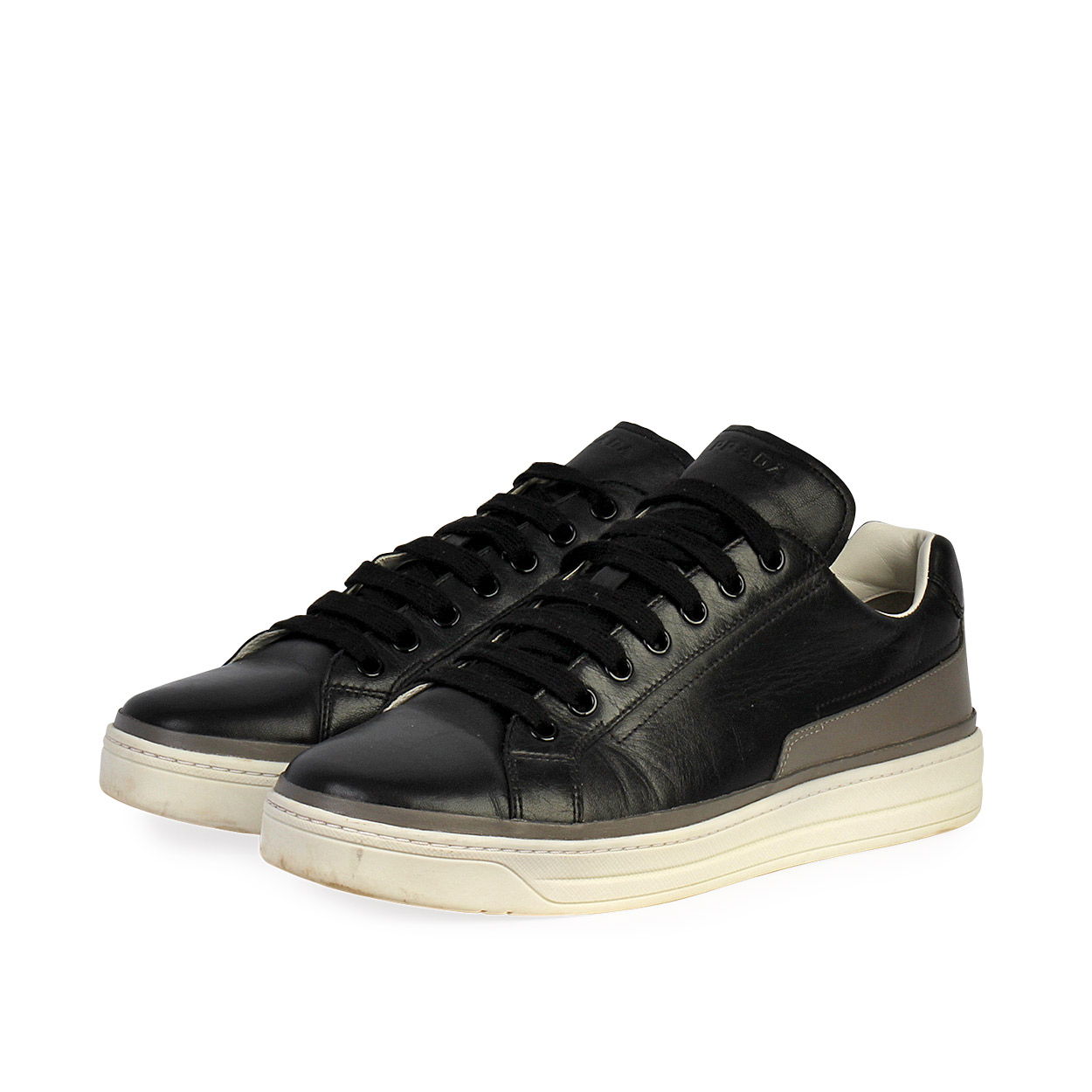 PRADA Leather Sneakers Black - S: 39.5 (6.5) | Luxity