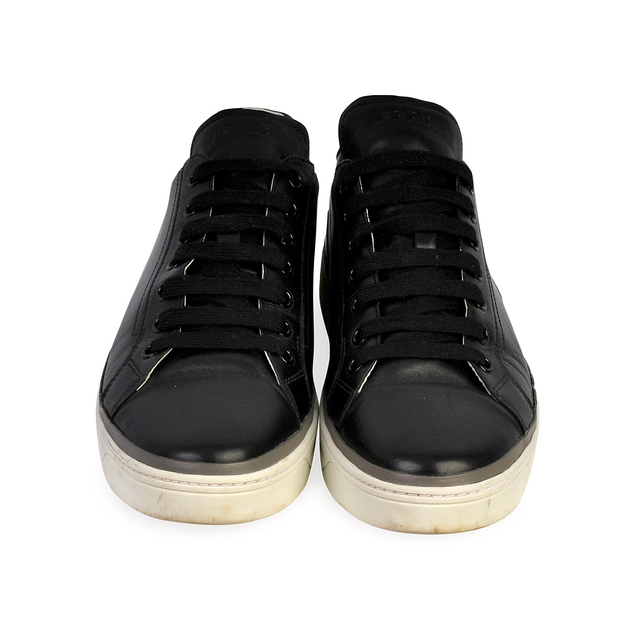PRADA Leather Sneakers Black - S: 39.5 (6.5) | Luxity