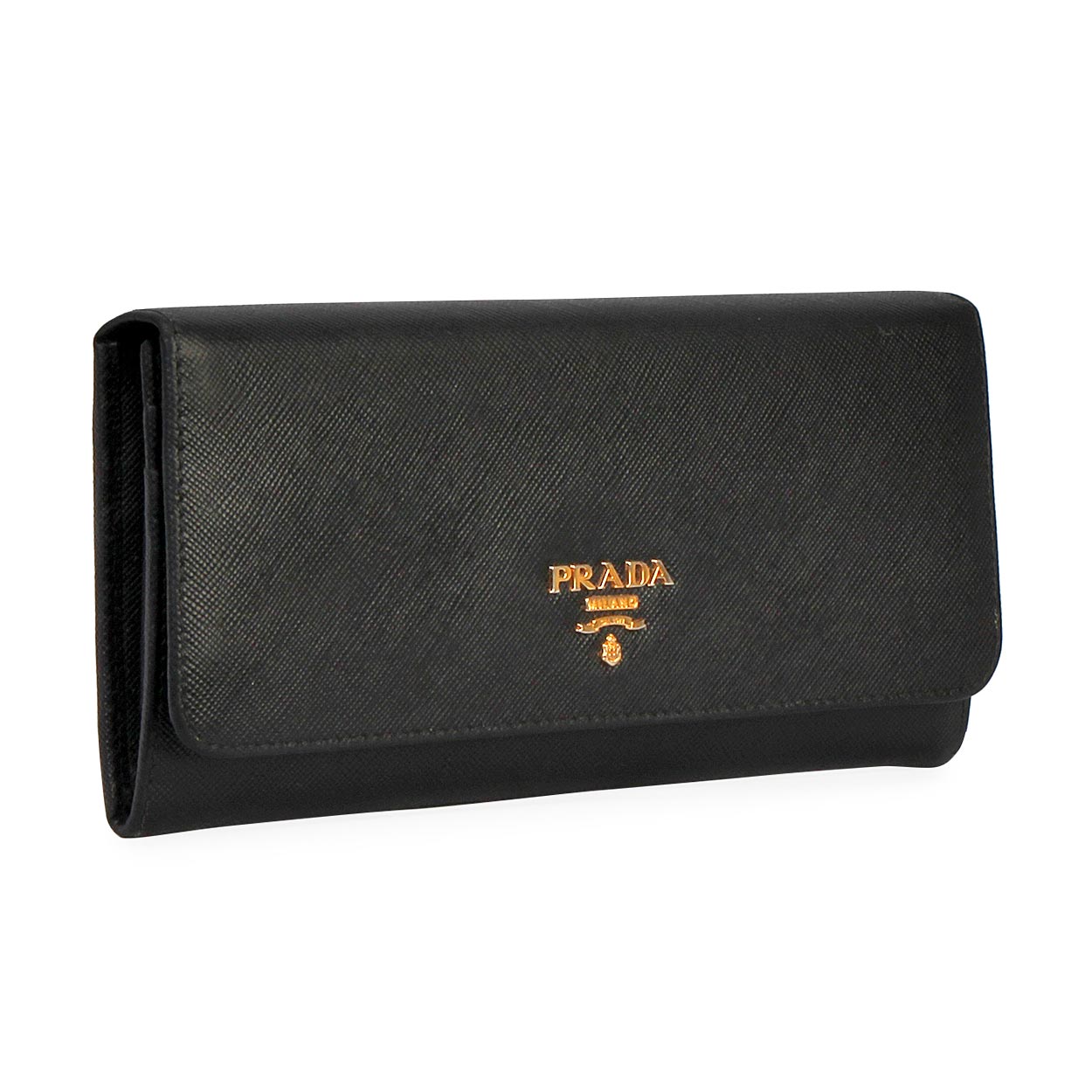 PRADA Saffiano Flap Wallet Black | Luxity