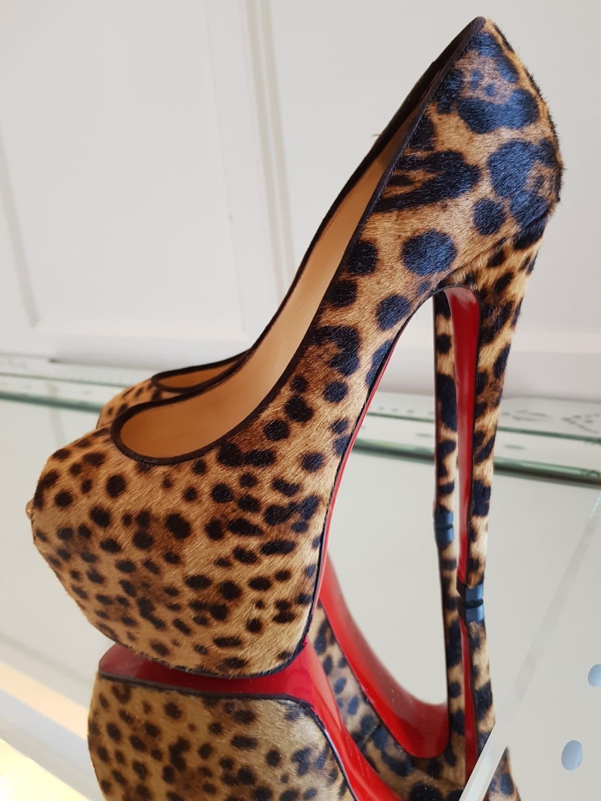 Christian Louboutin, Shoes, Authentic Christian Louboutin Patent Lady  Peep Toe Spikes Platform Heel 395