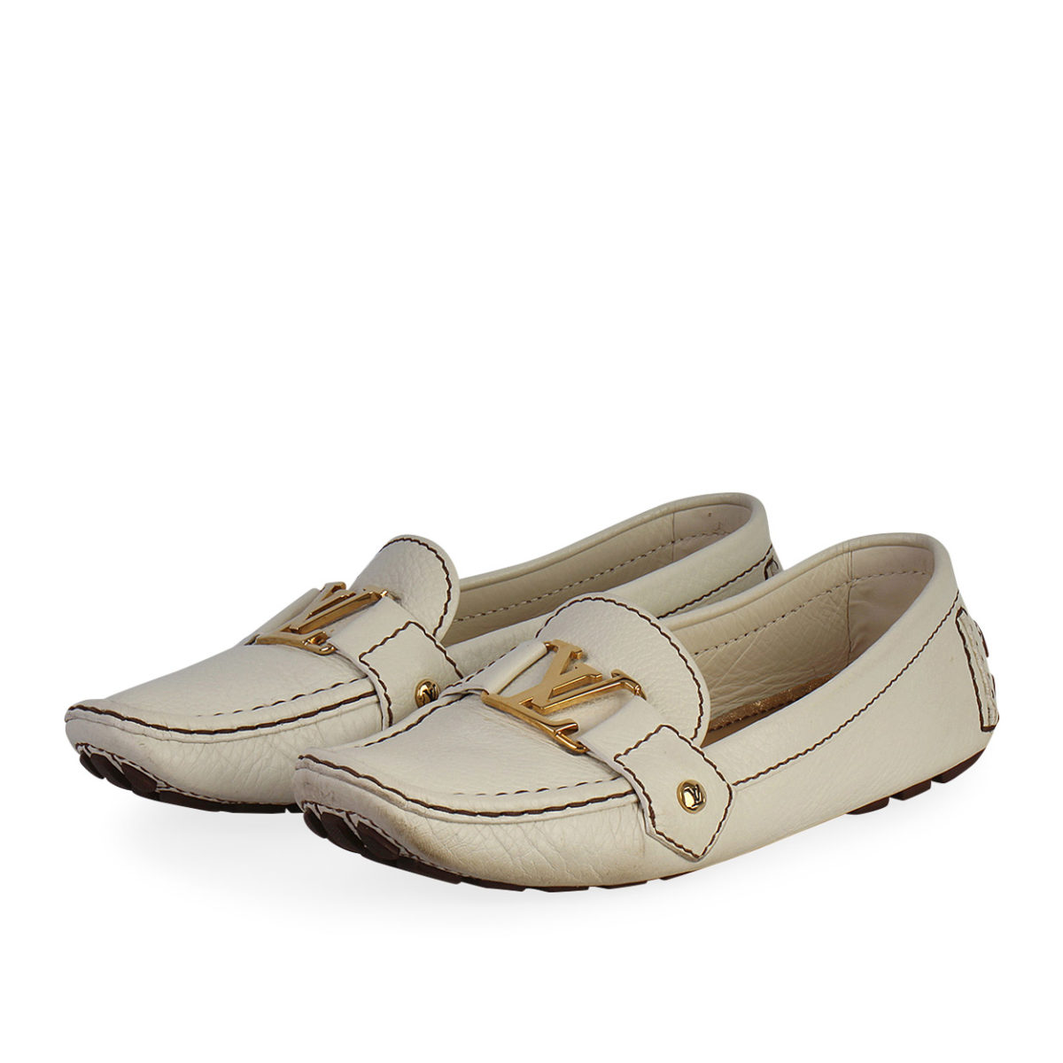 LOUIS VUITTON Leather Monte Carlo Loafers White - S: 37 (4) | Luxity