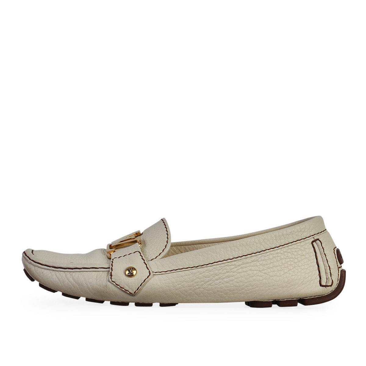 LOUIS VUITTON Leather Monte Carlo Loafers White - S: 37 (4) | Luxity