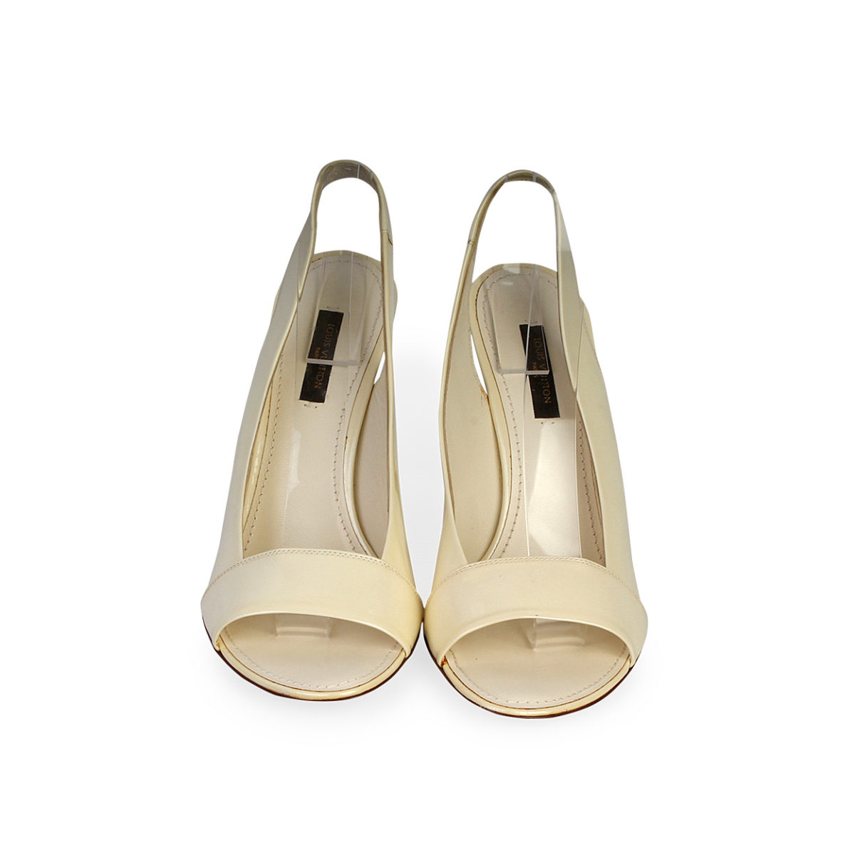 LOUIS VUITTON Patent Leather Slingback Sandals Cream - S: 38 (5) | Luxity
