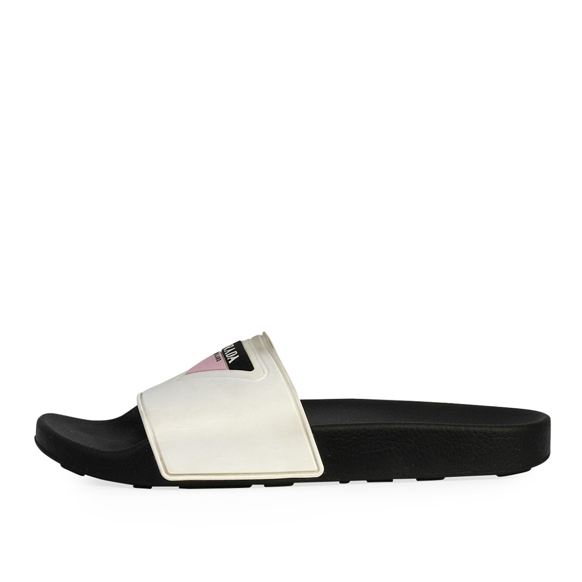 PRADA Rubber Pool Logo Slide Sandals White/Black - S: 38 (5) | Luxity