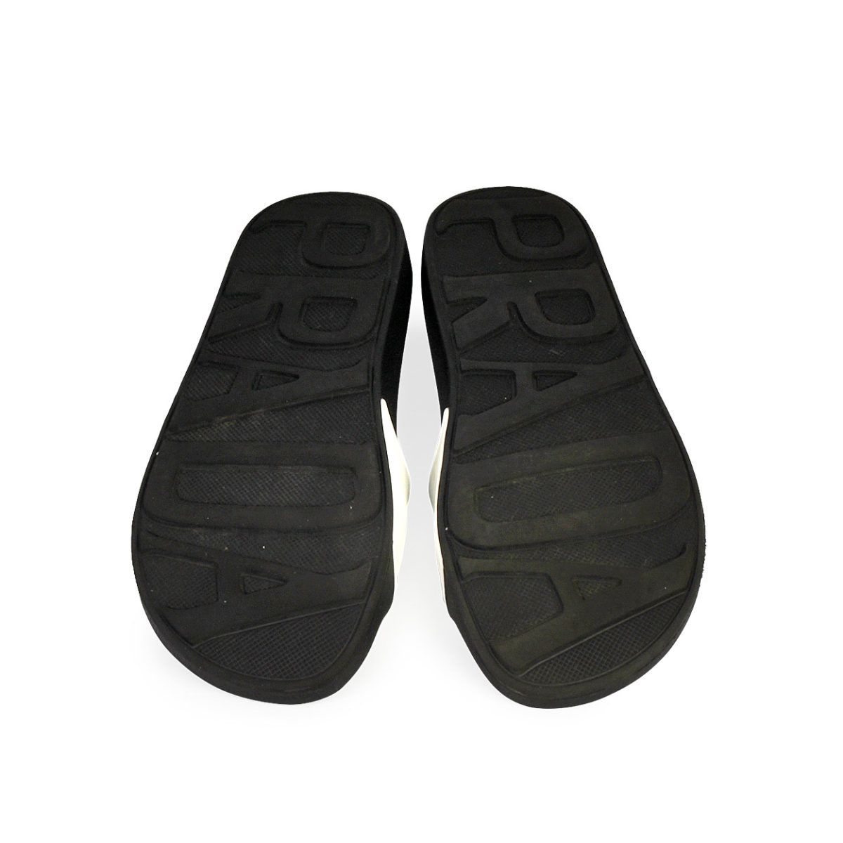 PRADA Rubber Pool Logo Slide Sandals White/Black - S: 38 (5) | Luxity