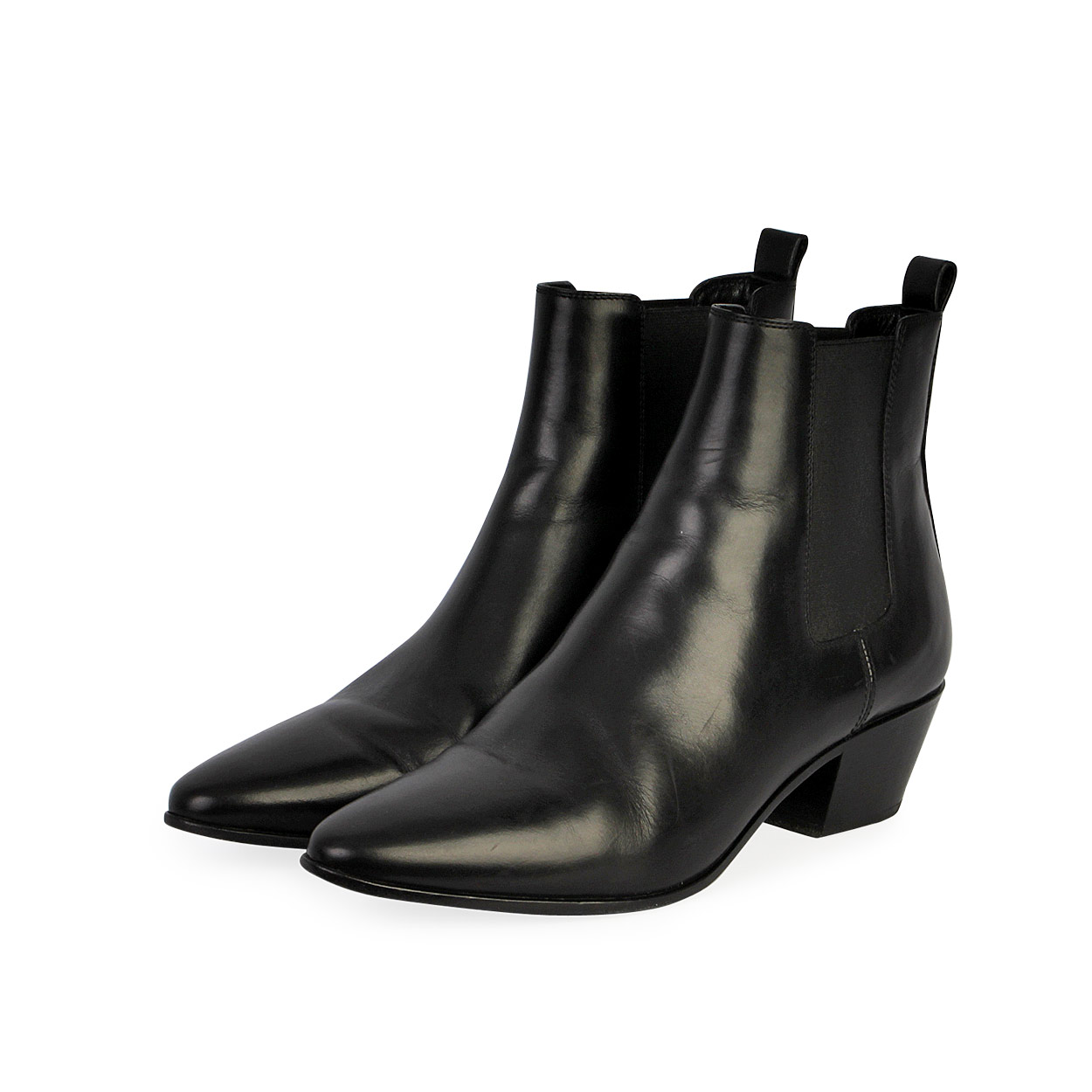 SAINT LAURENT Leather Chelsea Ankle Boots Black - S: | Luxity