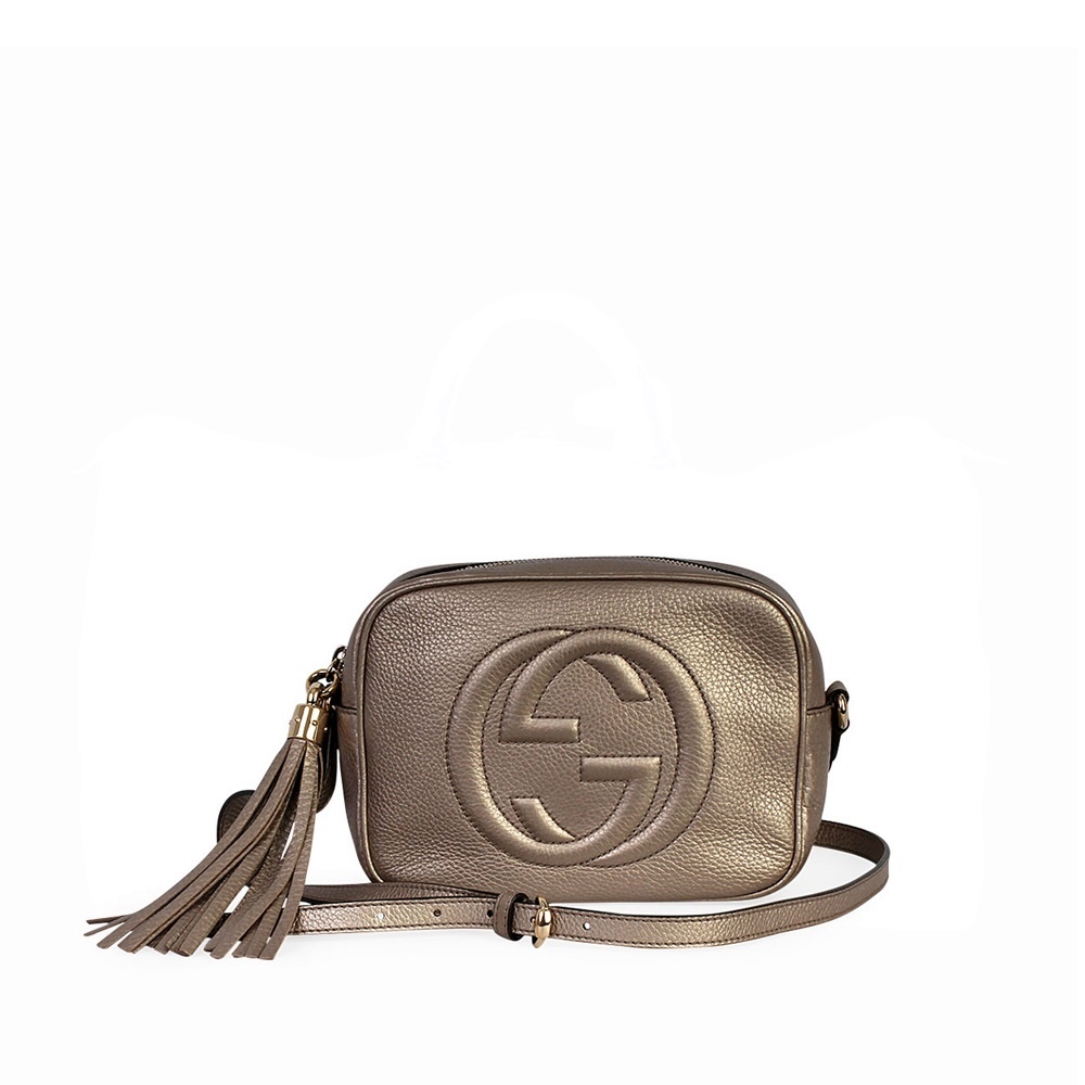 GUCCI Leather Soho Disco Bag Gold Luxity