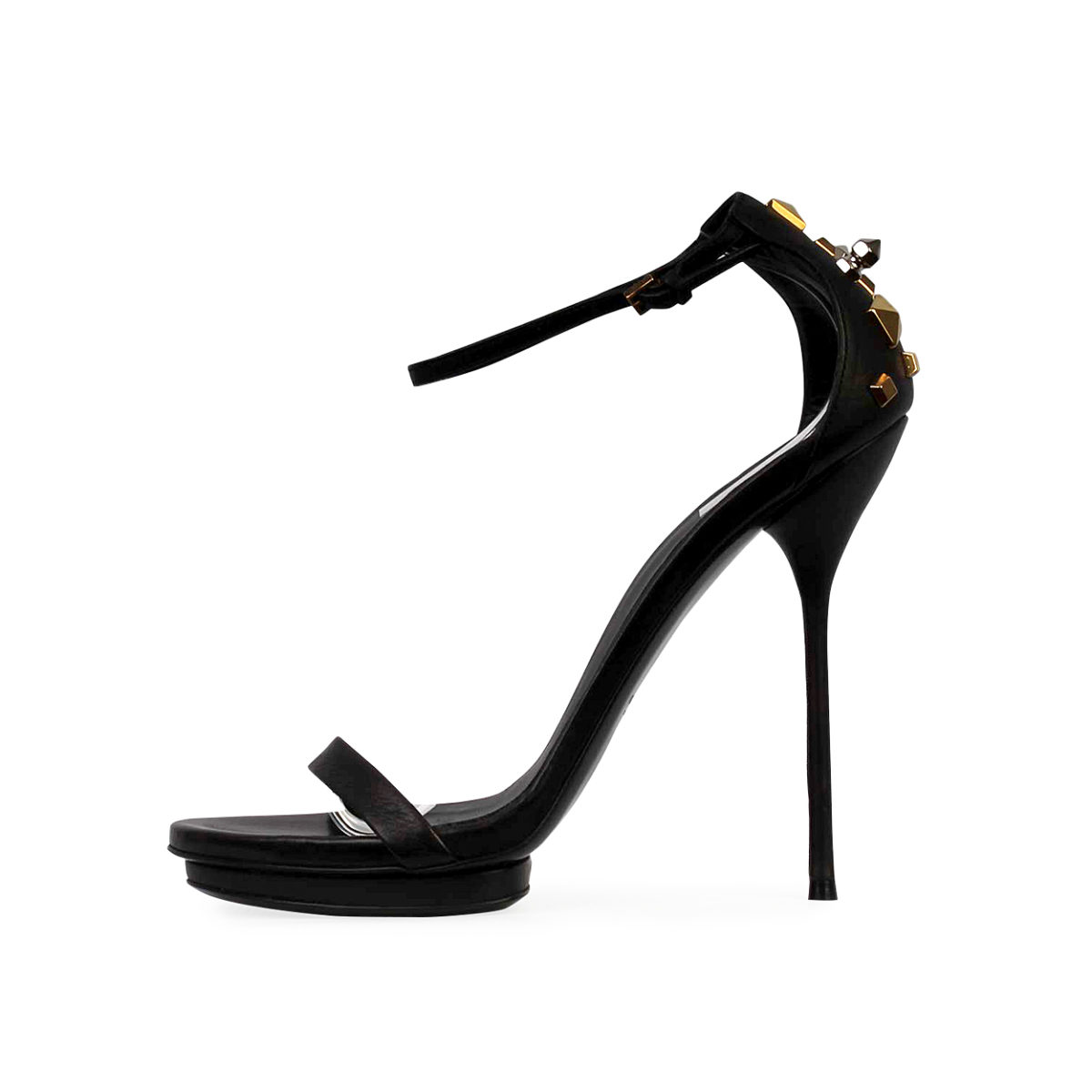 Gucci Leather Studded Ankle Strap Platform Sandals Black S 39 6 Luxity