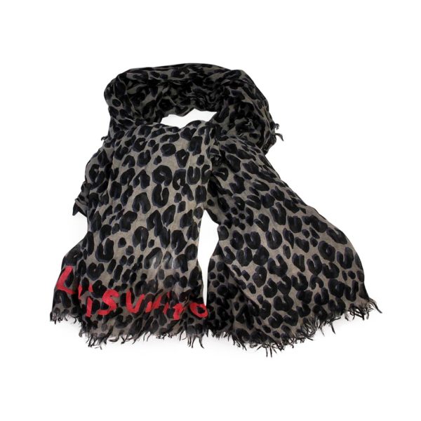 LOUIS VUITTON Cashmere/Silk Stephen Sprouse Leopard Stole Scarf Grey | Luxity