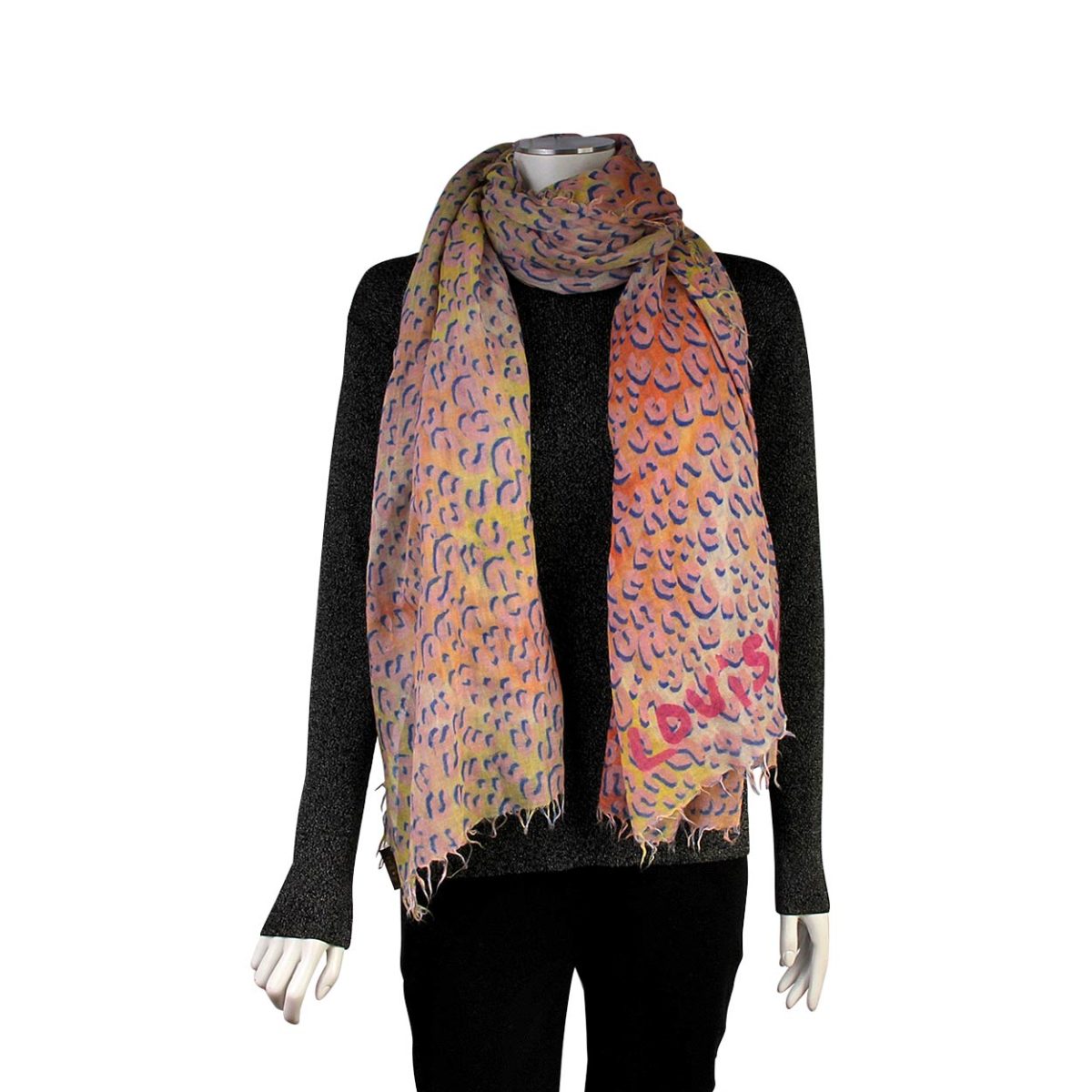 LOUIS VUITTON Cashmere/Silk Stephen Sprouse Leopard Stole Scarf Pink | Luxity