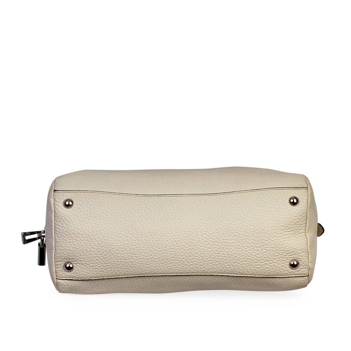 PRADA Pebbled Leather Bowling Satchel White | Luxity