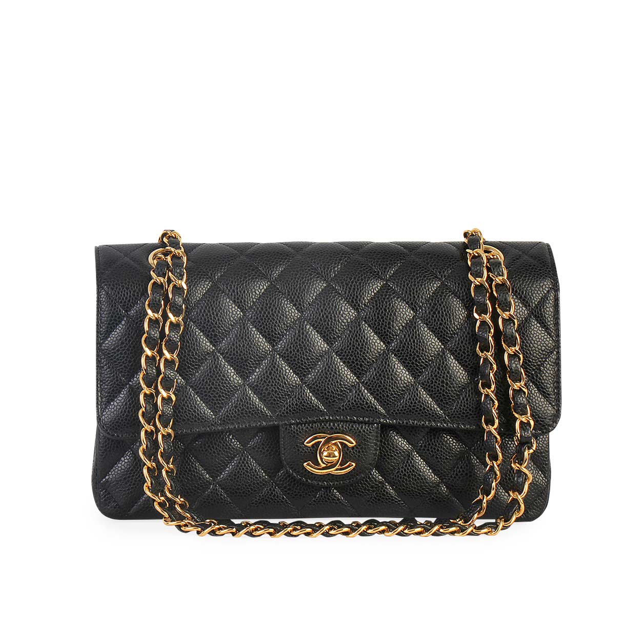 CHANEL Grained Calfskin Medium Classic Double Flap Black | Luxity