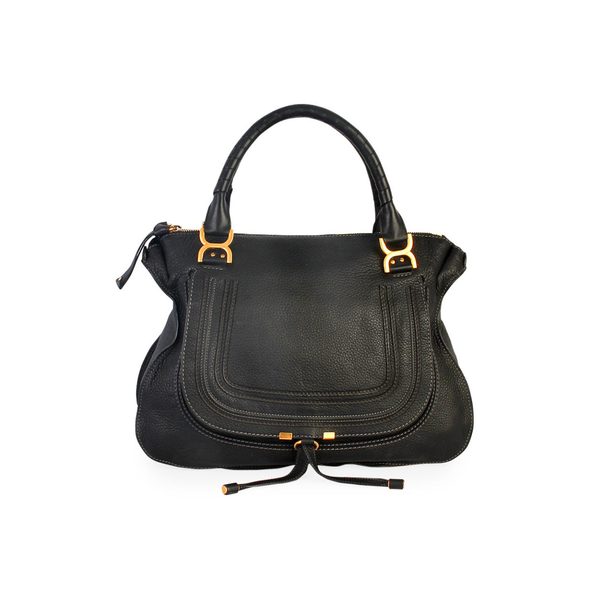 CHLOE Leather Large Marcie Bag Black | Luxity